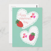 Herz und Erdbeeren Happy Valentines Day Postkarte (Vorne/Hinten)