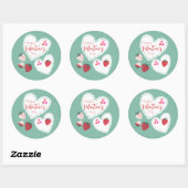 Herz und Erdbeeren Happy Valentines Day Runder Aufkleber (Blatt)