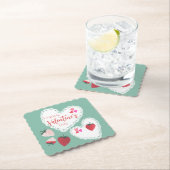 Herz und Erdbeeren Happy Valentines Day Untersetzer (Vor Ort)