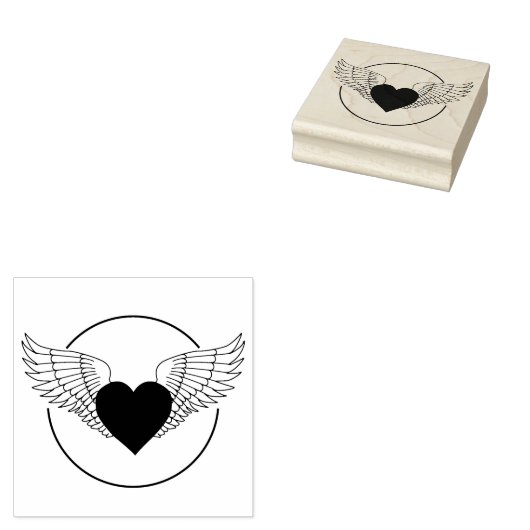 Herz und Flügel Gummistempel (Stempel)