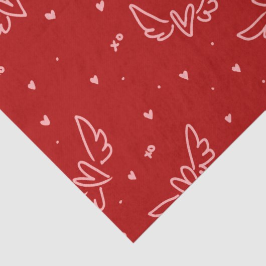 Herz und Flügel in Rot Seidenpapier (Detail)