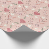 Herz und Foliage Valentinstag Geschenkpapier (Ecke)