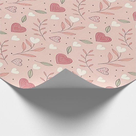 Herz und Foliage Valentinstag Geschenkpapier (Ecke)