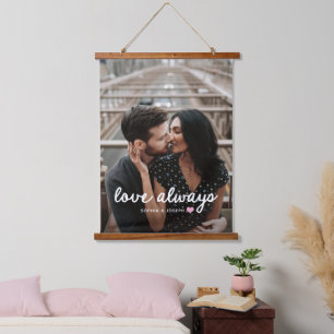 Herz und Foto in beliebiger Farbe   Romantische Li Wandteppich Mit Holzrahmen