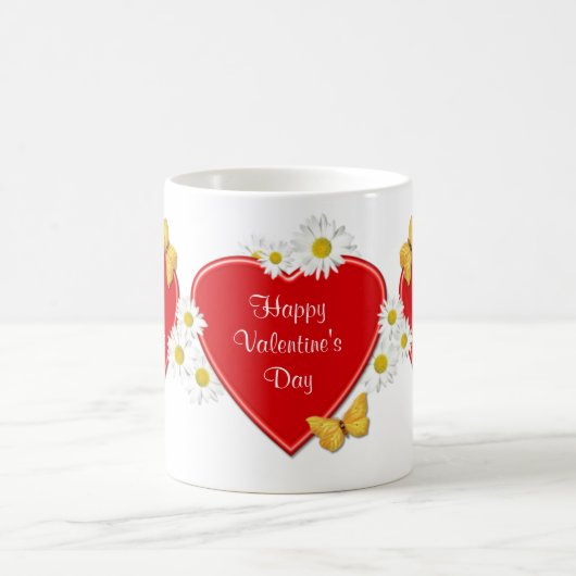 Herz-und Gänseblümchenvalentine-süße Kaffeetasse (Mittel)