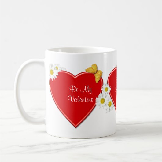 Herz-und Gänseblümchenvalentine-süße Kaffeetasse (Links)