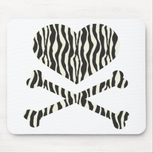 Herz und gekreuzte Knochen Zebrastreifen Mousepad