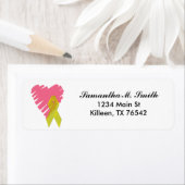 Herz- und Gelbband-Rücksendeadressen-Aufkleber (Insitu)