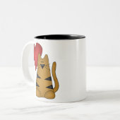 Herz und gestreifte Katze Zweifarbige Tasse (Vorderseite Links)