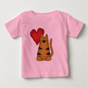Herz und gestreifte Katzen-T-Shirts und Geschenke Baby T-shirt