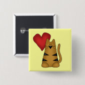 Herz und gestreifte Katzen-T-Shirts und Geschenke Button (Vorne & Hinten)