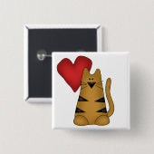 Herz und gestreifte Katzen-T-Shirts und Geschenke Button (Vorne & Hinten)