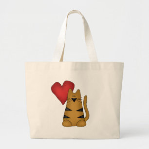 Herz und gestreifte Katzen-T-Shirts und Geschenke Jumbo Stoffbeutel
