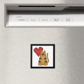 Herz und gestreifte Katzen-T-Shirts und Geschenke Magnet (In Situ (Geschirrspüler))