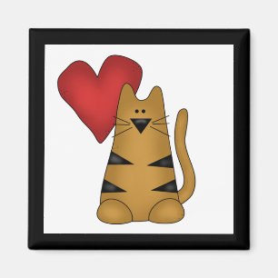 Herz und gestreifte Katzen-T-Shirts und Geschenke Magnet