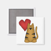 Herz und gestreifte Katzen-T-Shirts und Geschenke Magnet (Vorderseite/Rückseite)