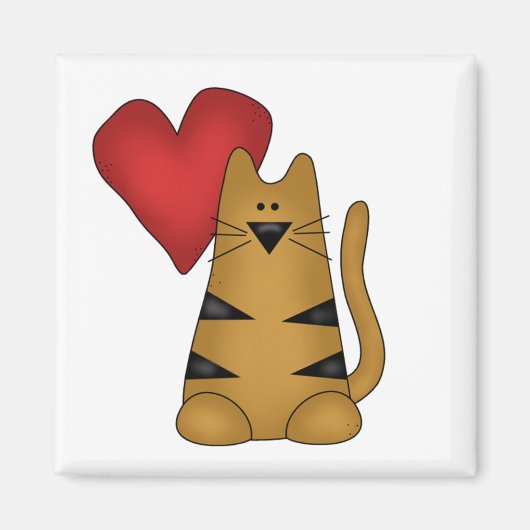 Herz und gestreifte Katzen-T-Shirts und Geschenke Magnet (Vorne)