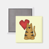 Herz und gestreifte Katzen-T-Shirts und Geschenke Magnet (Vorderseite/Rückseite)