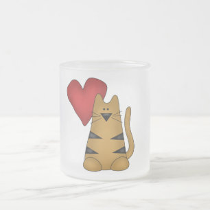 Herz und gestreifte Katzen T-Shirts und Geschenke Mattglastasse