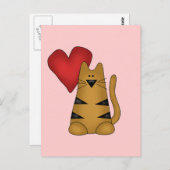 Herz und gestreifte Katzen-T-Shirts und Geschenke Postkarte (Vorne/Hinten)