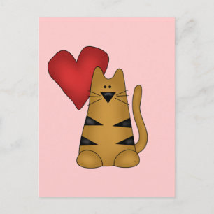 Herz und gestreifte Katzen-T-Shirts und Geschenke Postkarte
