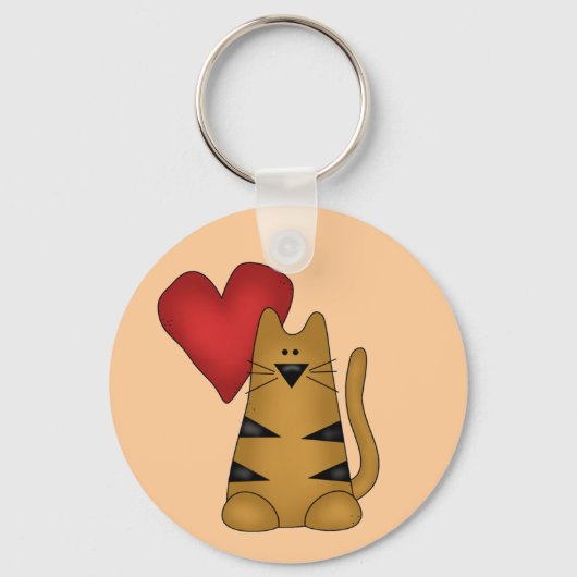 Herz und gestreifte Katzen-T-Shirts und Geschenke Schlüsselanhänger (Vorderseite)
