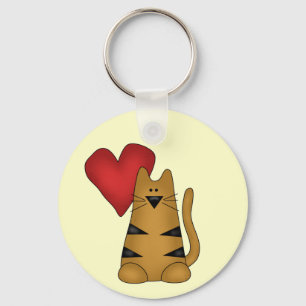 Herz und gestreifte Katzen-T-Shirts und Geschenke Schlüsselanhänger