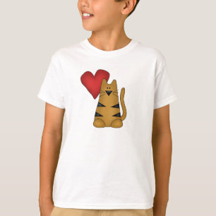 Herz und gestreifte Katzen-T-Shirts und Geschenke T-Shirt
