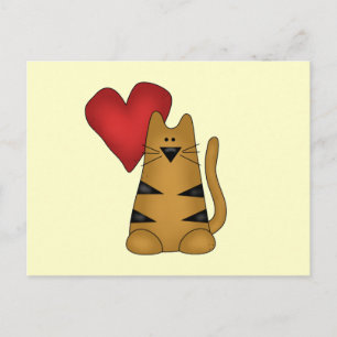 Herz und gestreifte Katzenhemden und -geschenke Postkarte