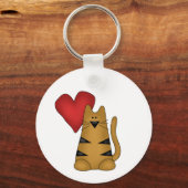 Herz und gestreifte Katzenhemden und -geschenke Schlüsselanhänger (Vorderseite)