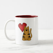 Herz und gestreifte Katzenhemden und -geschenke Zweifarbige Tasse (Links)