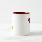 Herz und gestreifte Katzenhemden und -geschenke Zweifarbige Tasse (Mittel)