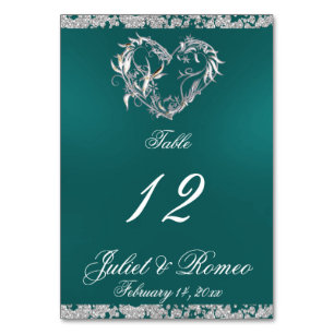 Herz und Glitzer - Aquamarine Tischnummer