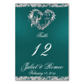 Herz und Glitzer - Aquamarine Tischnummer (Rückseite)