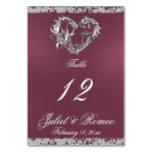 Herz und Glitzer - Lavendel Tischnummer (Vorderseite)