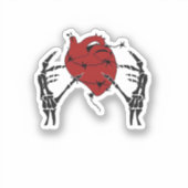 Herz und Hände - Skelett Herz Hände Aufkleber (Vorderseite)