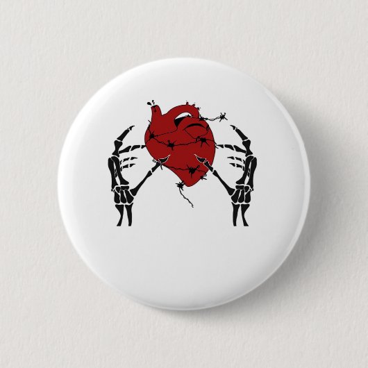 Herz und Hände - Skelett Herz Hände Button (Vorderseite)