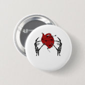Herz und Hände - Skelett Herz Hände Button (Vorne & Hinten)