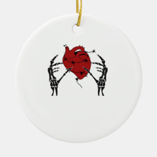 Herz und Hände - Skelett Herz Hände Keramik Ornament