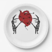 Herz und Hände - Skelett Herz Hände Pappteller (Vorderseite)
