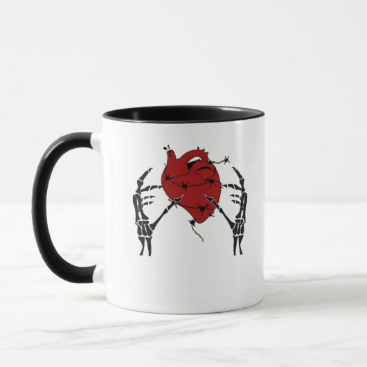 Herz und Hände - Skelett Herz Hände Tasse (Links)
