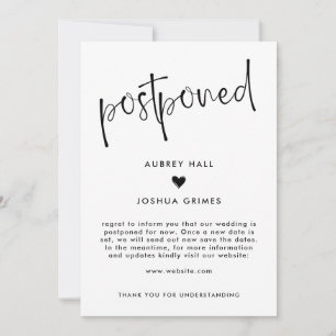 Herz und Handschrift, vertagt Hochzeit Einladung