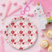 Herz und Honig der roten Liebe Pappteller (Party)