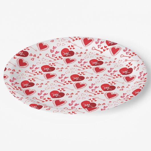 Herz und Honig der roten Liebe Pappteller (Schrägansicht)