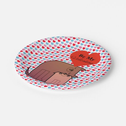 Herz- und Hundepapierplatte Pappteller (Schrägansicht)