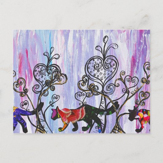 Herz und Katze Postkarte (Vorderseite)