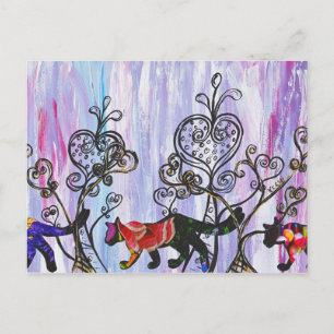Herz und Katze Postkarte