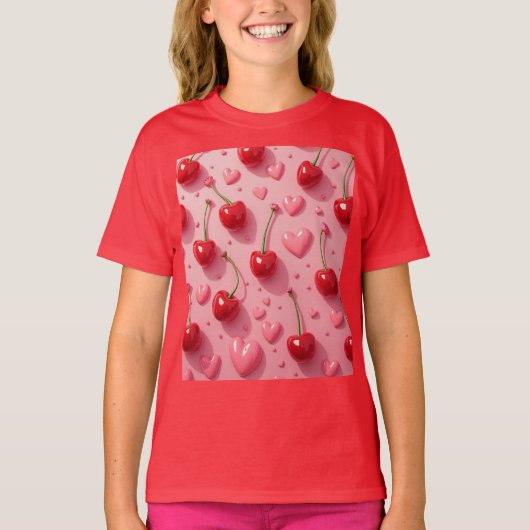 Herz- und Kirschvalentine T-Shirt (Vorderseite)