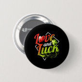 Herz und Kleeblatt Liebe und Glück auf St Patricks Button (Vorne & Hinten)