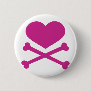 Herz und Knochen-Pink Button